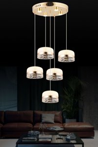 Evperest Epa153 Tekli Beyaz Sarkıt Modern Kumaş Salon-Oturma Odası Avize