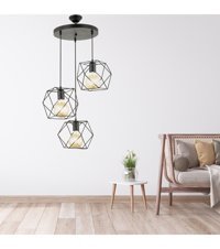 Polataydinlatma Kervan 3'lü Siyah Halat Modern Halat Salon-Oturma Odası Avize