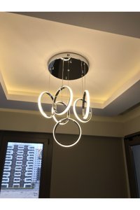 Polataydinlatma 6'lı Siyah Metal Modern Krom Salon-Oturma Odası Avize