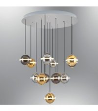 Lit Dizayn 3'lü Siyah-Kırmızı Silindir Modern Kumaş Salon-Oturma Odası Avize