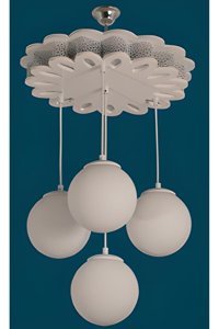 Avize Çarşısı 6'lı Beyaz Ledli Otantik Metal Salon-Oturma Odası Avize