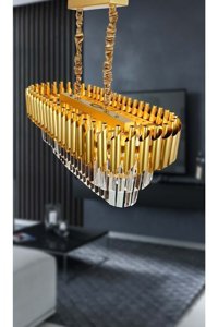 Luna Lighting 4461-14-25 Tekli Kahverengi Hasır Rustik Bambu Salon-Oturma Odası Avize