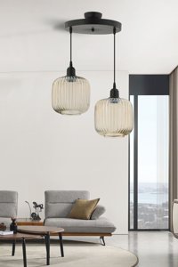 Kalaycı 2'li Kahverengi Ahşap Modern Ahşap Salon-Oturma Odası Avize