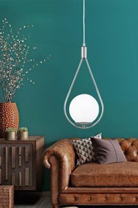 Abajur Evim Blob Tekli Gümüş Cam Modern Metal Salon-Oturma Odası Avize