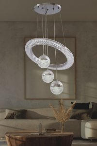 Rattam Lilios Tekli Çok Renkli Sarkıt Modern Bambu Salon-Oturma Odası Avize