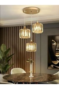 Homing Ayd-2993 Tekli Pembe Baskılı Modern Kumaş Salon-Oturma Odası Avize