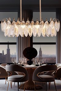 Apliqa Darell 5'li Beyaz Kristal Taşlı Modern Krom Salon-Oturma Odası Avize
