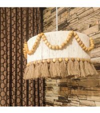 Reyo Tekli Bej Hasır Klasik Bambu Salon-Oturma Odası Avize
