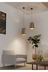 Ebruli Tekli Kahverengi Modern Bambu Bebek-Çocuk Odası Avize