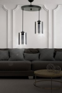 Şenay Aydınlatma Tekli Mor Kumaş Modern Kumaş Salon-Oturma Odası Avize
