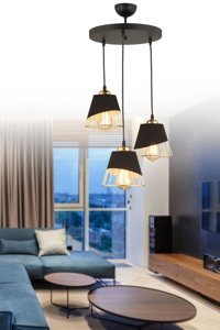 Modelight 3'lü Siyah Sarkıt Modern Plastik Salon-Oturma Odası Avize