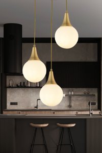 Apliqa Damla 2'li Bej Sarkıt Modern Krom Salon-Oturma Odası Avize