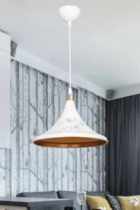 Evlight Tekli Beyaz Kumaş Modern Kumaş Salon-Oturma Odası Avize