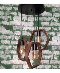 Woodhub Tekli Kahverengi Hasır Otantik Hasır Salon-Oturma Odası Avize