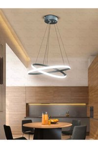 Polataydinlatma 4'lü Siyah Modern Ahşap Salon Avize