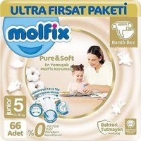 Molfix Pure&Soft 5 Numara Organik Cırtlı Bebek Bezi 66'lı