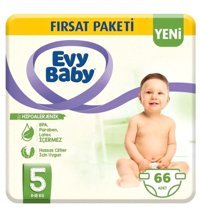 Evy Baby Fırsat Paketi 5 Numara Bantlı Bebek Bezi 66'lı