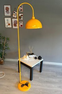 Bamyum Hareketli Dekoratif Metal Ayaklı Tek Ayak Küre Lambader 170 cm Sarı