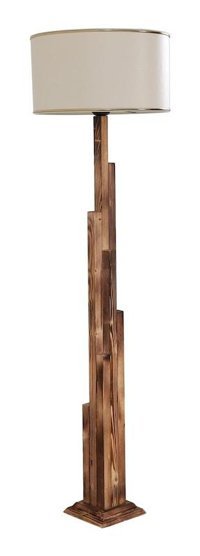 Kule Yanık Ahşap Ayaklı Tek Ayak Silindir Lambader 160 cm Beyaz