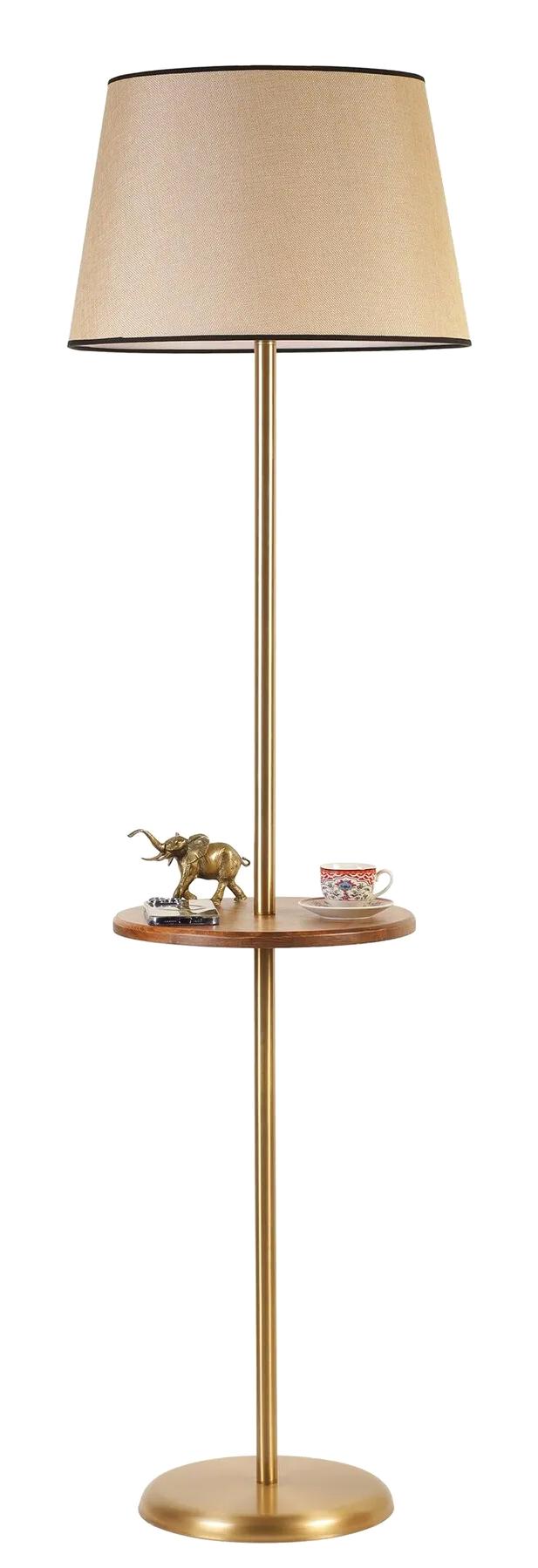 Lumexx Mercan Açık Metal Ayaklı Tek Ayak Şapka Lambader 162 cm Gold