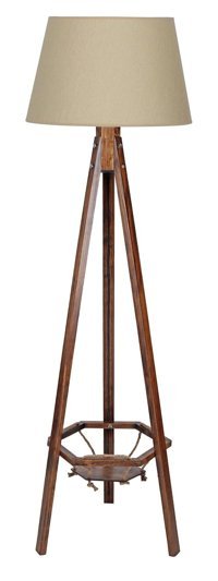 Vinner Ahşap Ayaklı 3 Ayaklı Konik Lambader 160 cm Krem