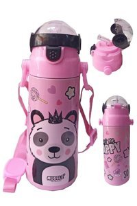 Mikro Pipetli Pembe Okul Çocuk Matara 550 ml