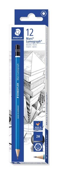 Staedtler 1002H Mars 12'li Köşeli Siyah 2H Kurşun Kalem Seti