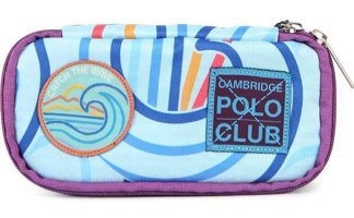 Cambridge Polo Club Wave Mavi Desenli Bez Tek Gözlü Oval Cüzdan Kalemlik