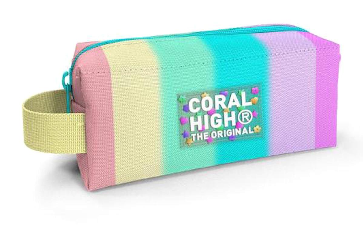 Coral High 22070 Çok Renkli Desenli Bez Tek Gözlü Dikdörtgen Cüzdan Kalemlik