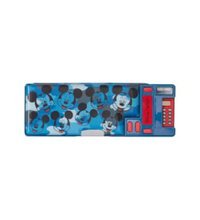 Smiggle Mavi Baskılı Metal Bölmeli Hesap Makineli Tek Gözlü Dikdörtgen Kutu Kalemlik