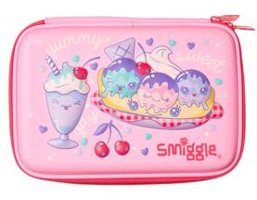 Smiggle Pembe Baskılı Bez Bölmeli Tek Gözlü Oval Cüzdan Kalemlik
