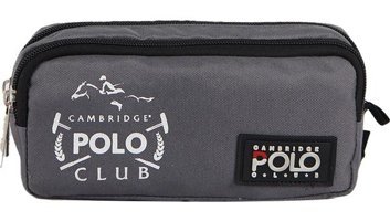 Cambridge Polo Club Urban Gri Desenli Bez Bölmeli Çift Gözlü Dikdörtgen Cüzdan Kalemlik