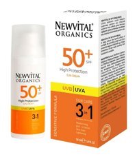 Newvital Sensitive Formule 3 in 1 50 Faktör Hassas Ciltler İçin Nemlendirici Aydınlatıcı Suya Dayanıklı Yüz Güneş Kremi 50 ml