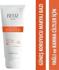 Beuz 50 Faktör Karma Ciltler İçin Nemlendirici Yağsız Suya Dayanıklı Yüz Güneş Kremi 50 ml