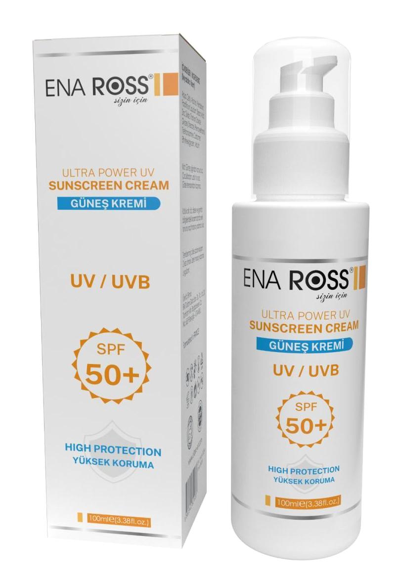 Ena Ross High Protection 50 Faktör Tüm Ciltler İçin Leke Karşıtı Nemlendirici Yağsız Suya Dayanıklı Yüz ve Vücut Güneş Kremi 100 ml