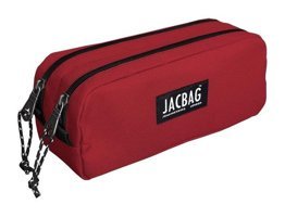 Jacbag Dual Pouch Kırmızı Bölmeli Düz Çift Gözlü Cüzdan Kalemlik