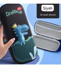Happyplanet Dinozor Siyah Bölmeli Çift Gözlü Kalemlik
