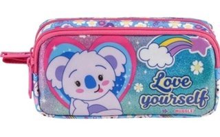 Muggle Mu-8805 Mavi-Pembe Bölmeli Çift Gözlü Cüzdan Kalemlik