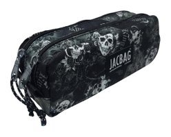 Jacbag Dual Pouch Kurukafa Siyah Bölmeli Çift Gözlü Cüzdan Kalemlik