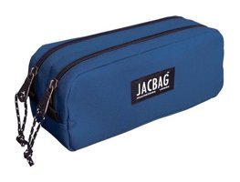 Jacbag Dual Pouch Saks Mavisi Bölmeli Düz Çift Gözlü Cüzdan Kalemlik