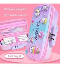 Happyplanet Mavi-Pembe Bölmeli Çift Gözlü Kalemlik
