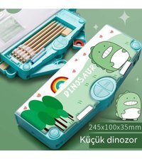 Happyplanet Dinozor Yeşil Bölmeli Çift Gözlü Kalemlik