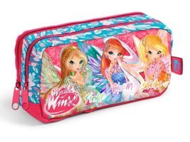 Winx Club 62129 Mavi-Pembe Bölmeli Simli Çift Gözlü Cüzdan Kalemlik