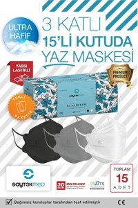 Saytekmed Tek Kullanımlık 3 Katlı Lastikli Telli 50'li Yetişkin Cerrahi Maske Lacivert