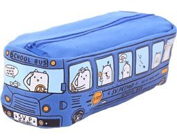 Heamor Kawaii Okul Otobüsü Mavi Otobüs Tek Gözlü Cüzdan Kalemlik