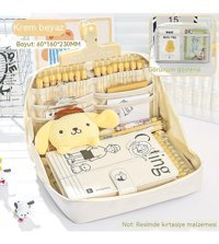 Happyplanet Bej Bölmeli Katlanabilir Çok Gözlü Cüzdan Kalemlik