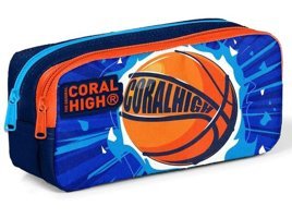 Coral High Mavi-Turuncu Bölmeli Çift Gözlü Cüzdan Kalemlik