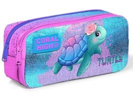 Coral High Mavi-Pembe Bölmeli Çift Gözlü Cüzdan Kalemlik