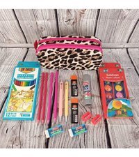 Yamaç Home Pembe-Leopar Bölmeli Çift Gözlü Cüzdan Kalemlik