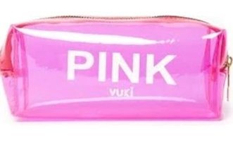 Vuki Pembe Şeffaf Tek Gözlü Cüzdan Kalemlik